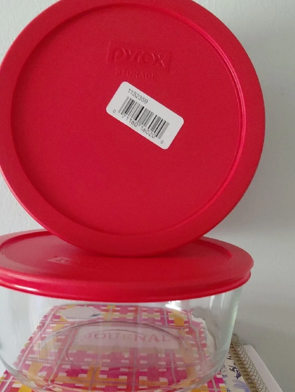 Pyrex Red Lid Glass Food Storage Bowls 7 Cup  (Set of 2)